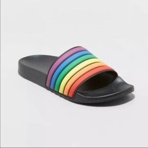 TAKE PRIDE SANDALS SLIDES RAINBOW COLORS SIZE: XS UNISEX